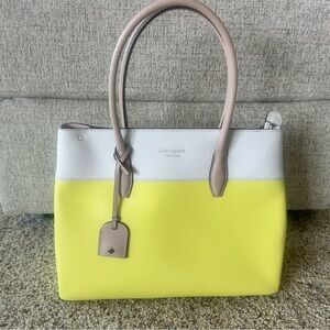 kate spade Yellow, White & Tan Colorblock Leather Tote